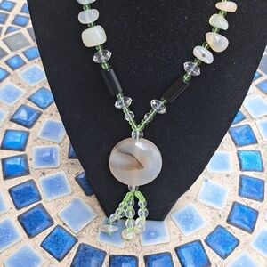 Stone Agate Glass Beaded Necklace